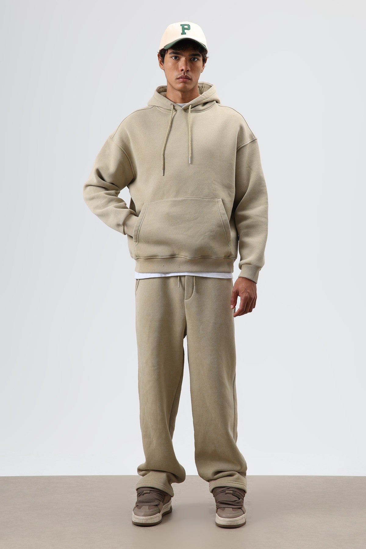 Yıkamalı Baggy Eşofman Alt Haki