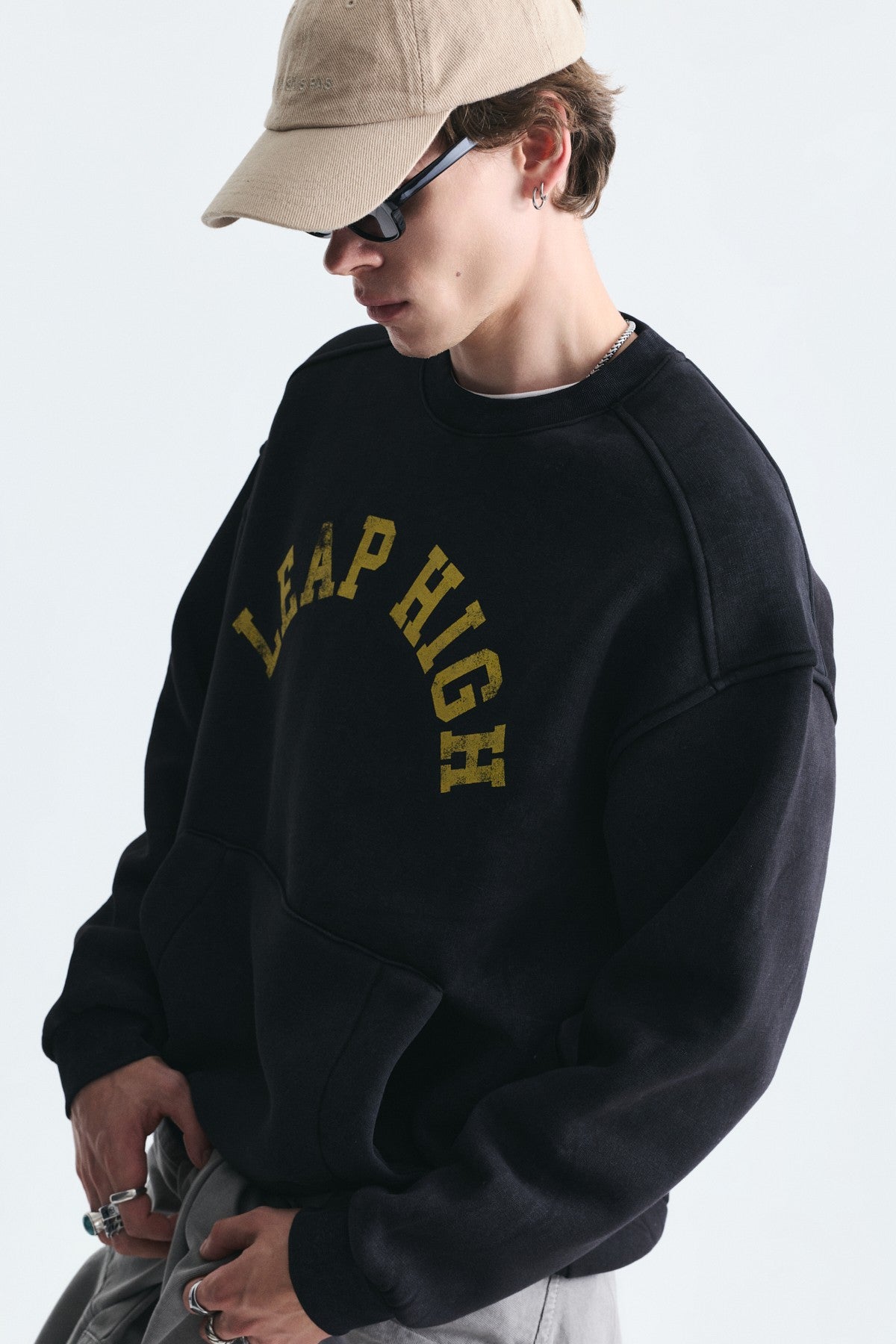 Yıkamalı Yazılı Oversize Sweatshirt