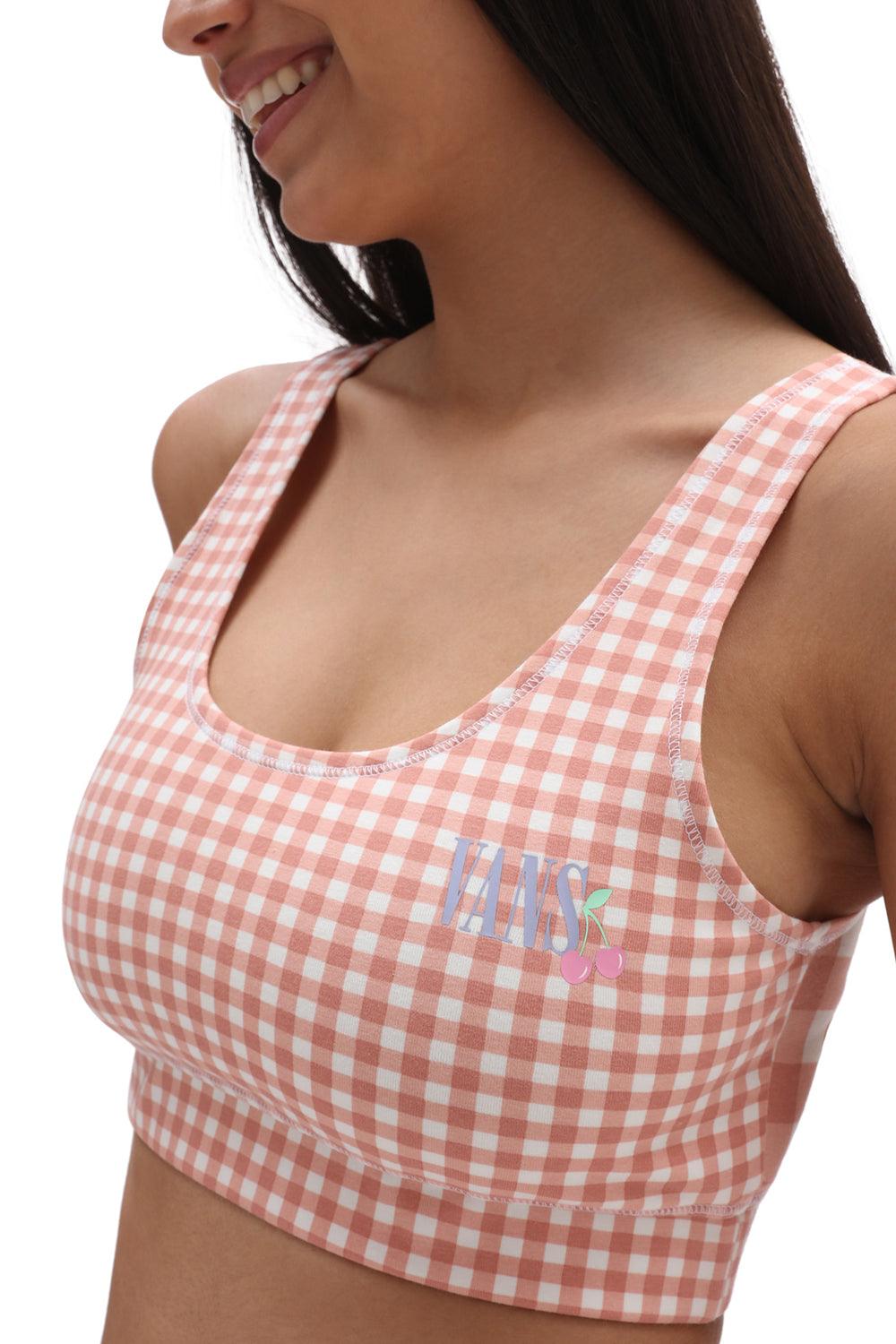 Vans-Mixed Up Gingham Bralette Rosette-Crop Top-1-Milagron.com