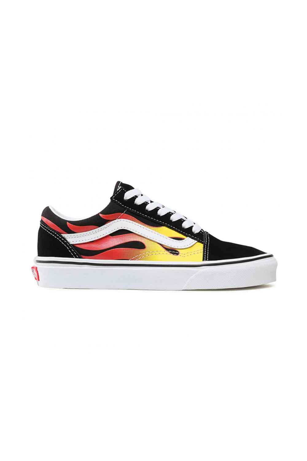 Vans-UA Old Skool (Flame) Black/Black/True White-Sneakers-1-Milagron.com
