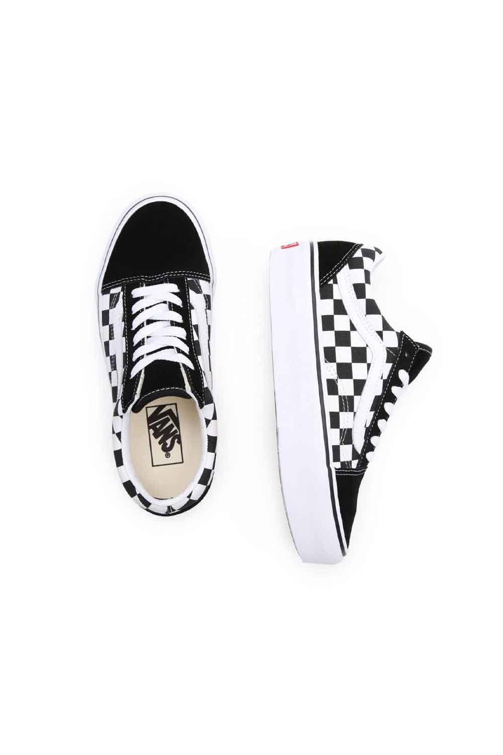 Vans-UA Old Skool Platform Checkerboard Black/True White-Sneakers-3-Milagron.com