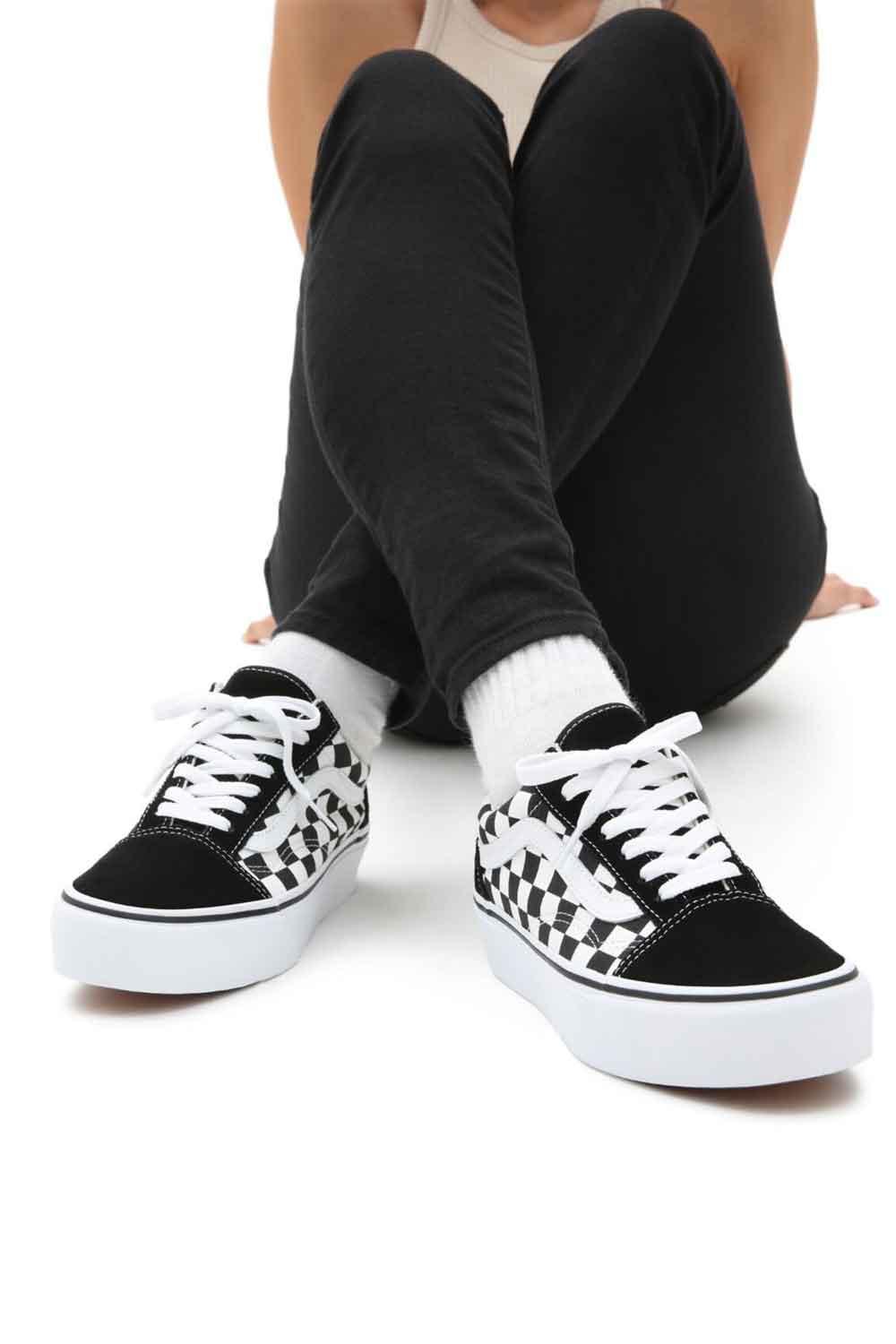 Vans-UA Old Skool Platform Checkerboard Black/True White-Sneakers-4-Milagron.com