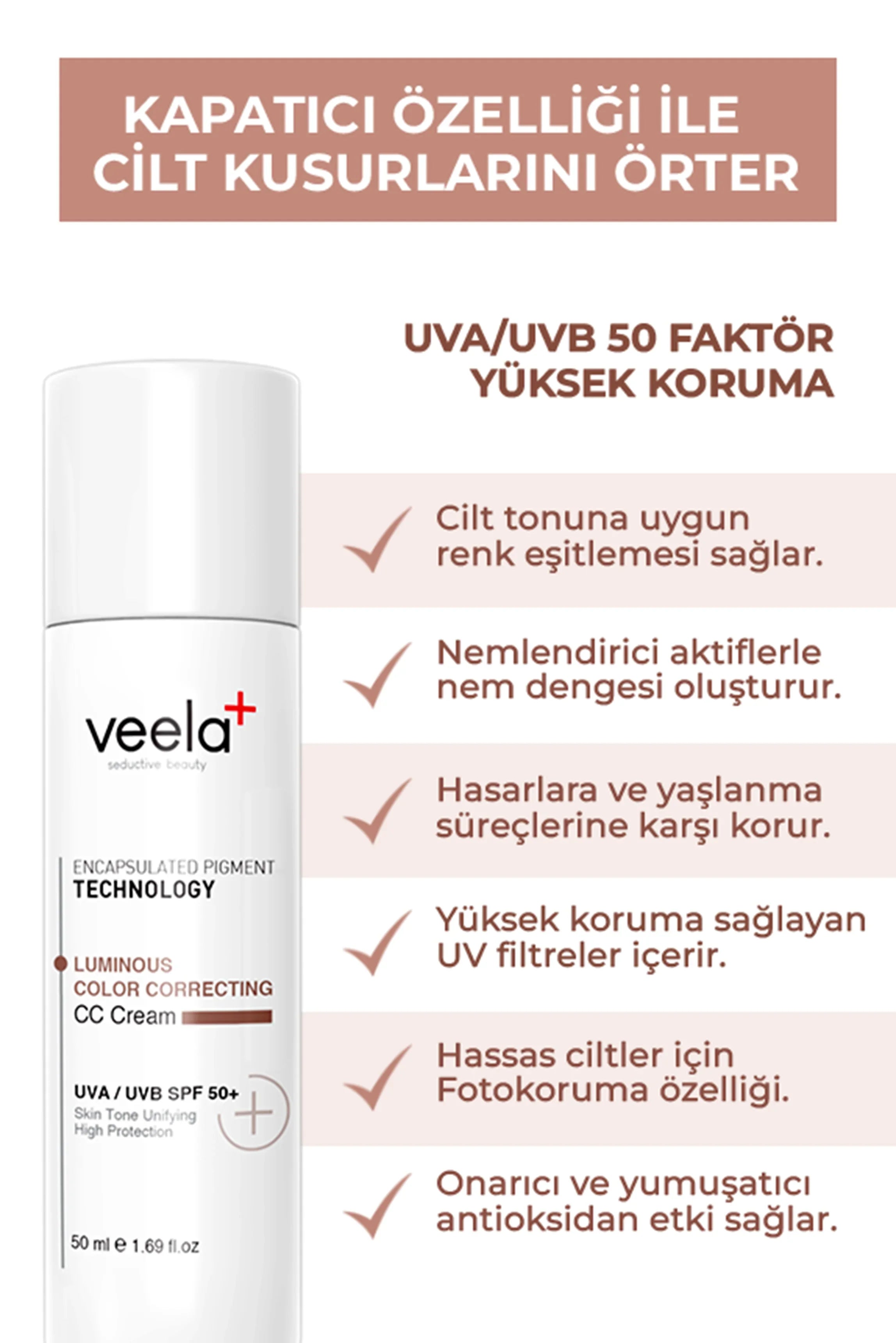 Kapatıcı, Cilt Tonu Eşitleyici Ve Leke Karşıtı Luminous Color Correcting Cc Cream Spf 50+