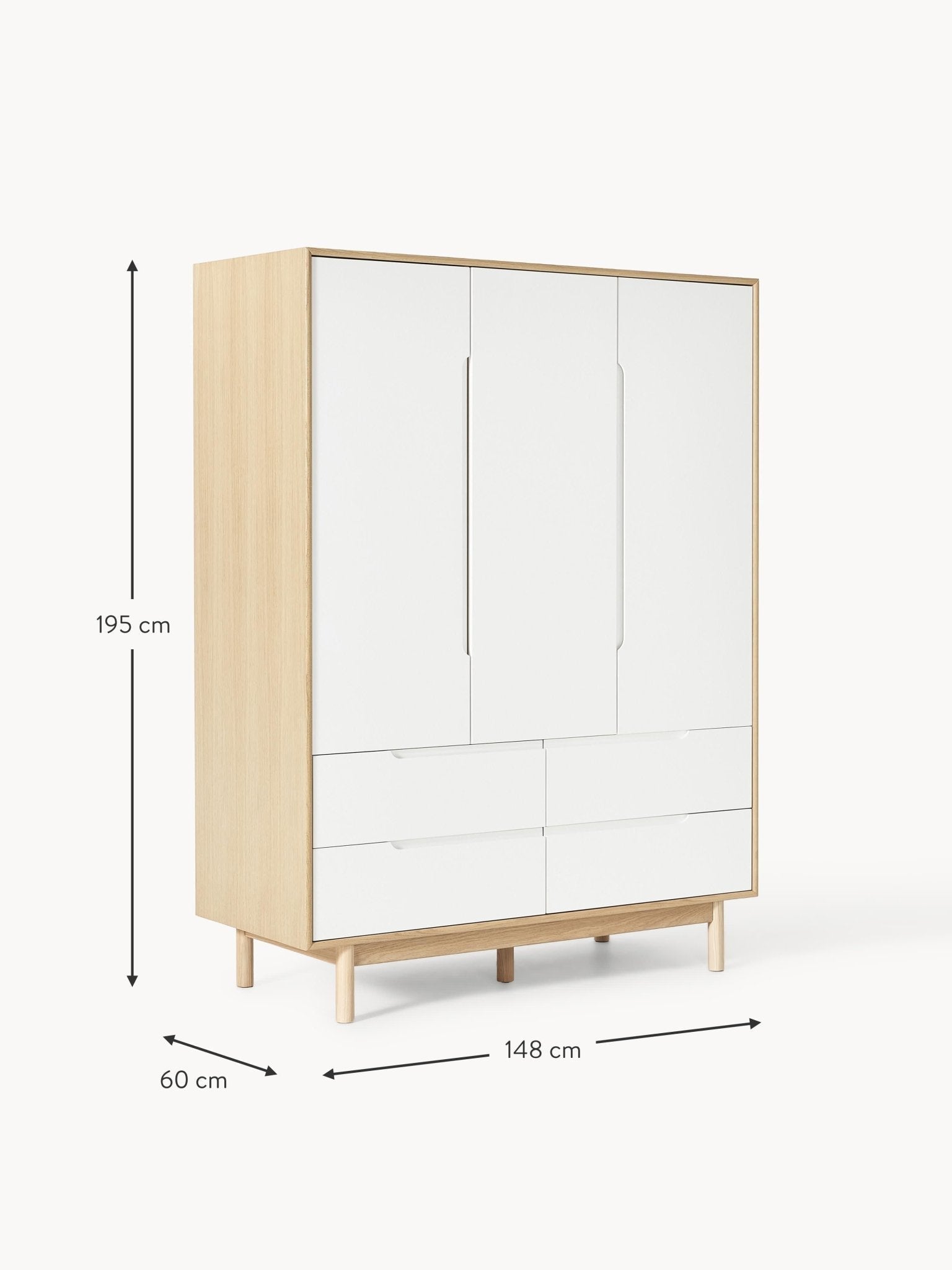 Cassy 3 Kapılı Modern Retro Ahşap Gardırop