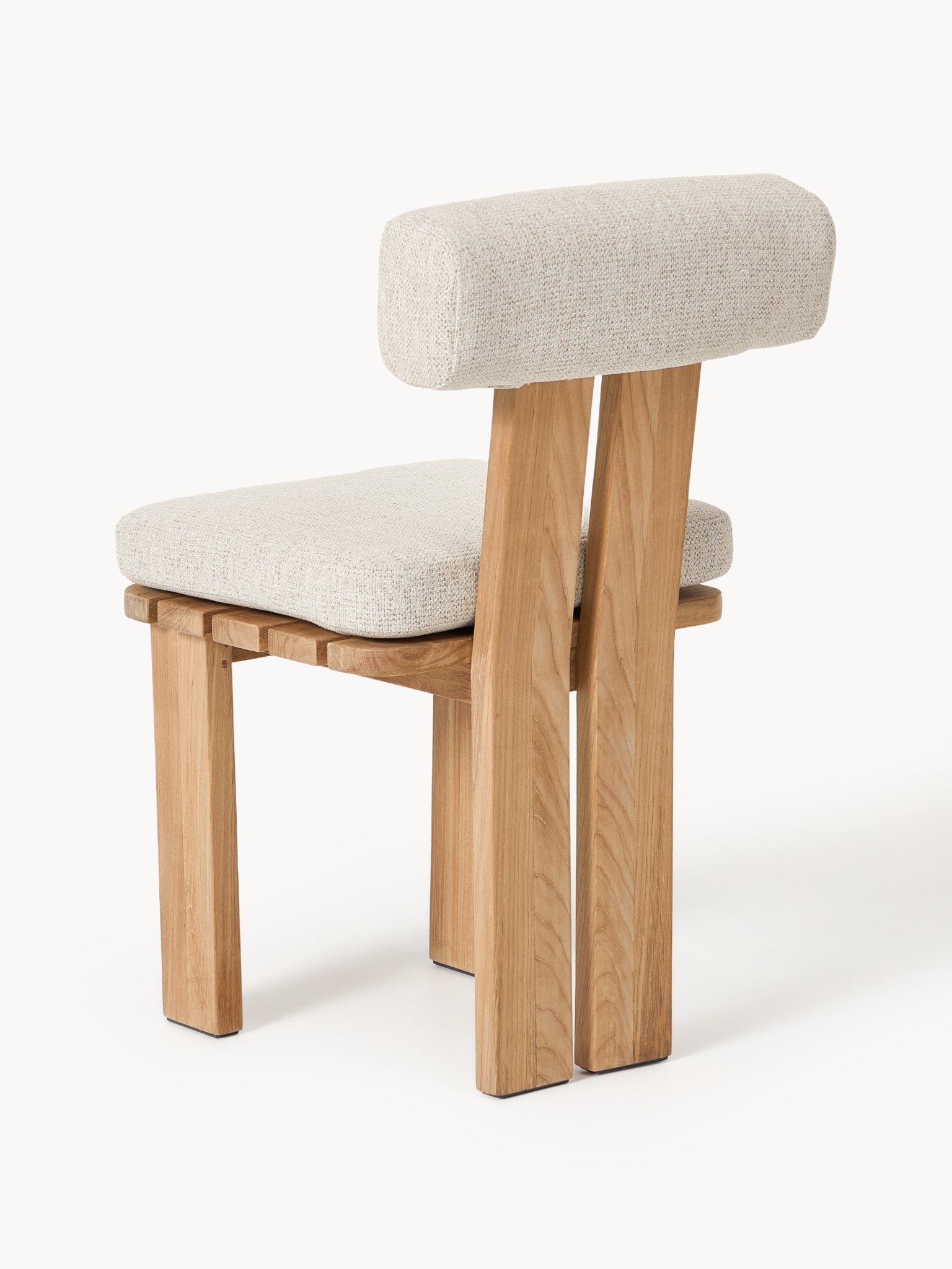 Eiko Teak Bahçe Yemek Sandalyesi Modern Tasarım Bej Kumaş