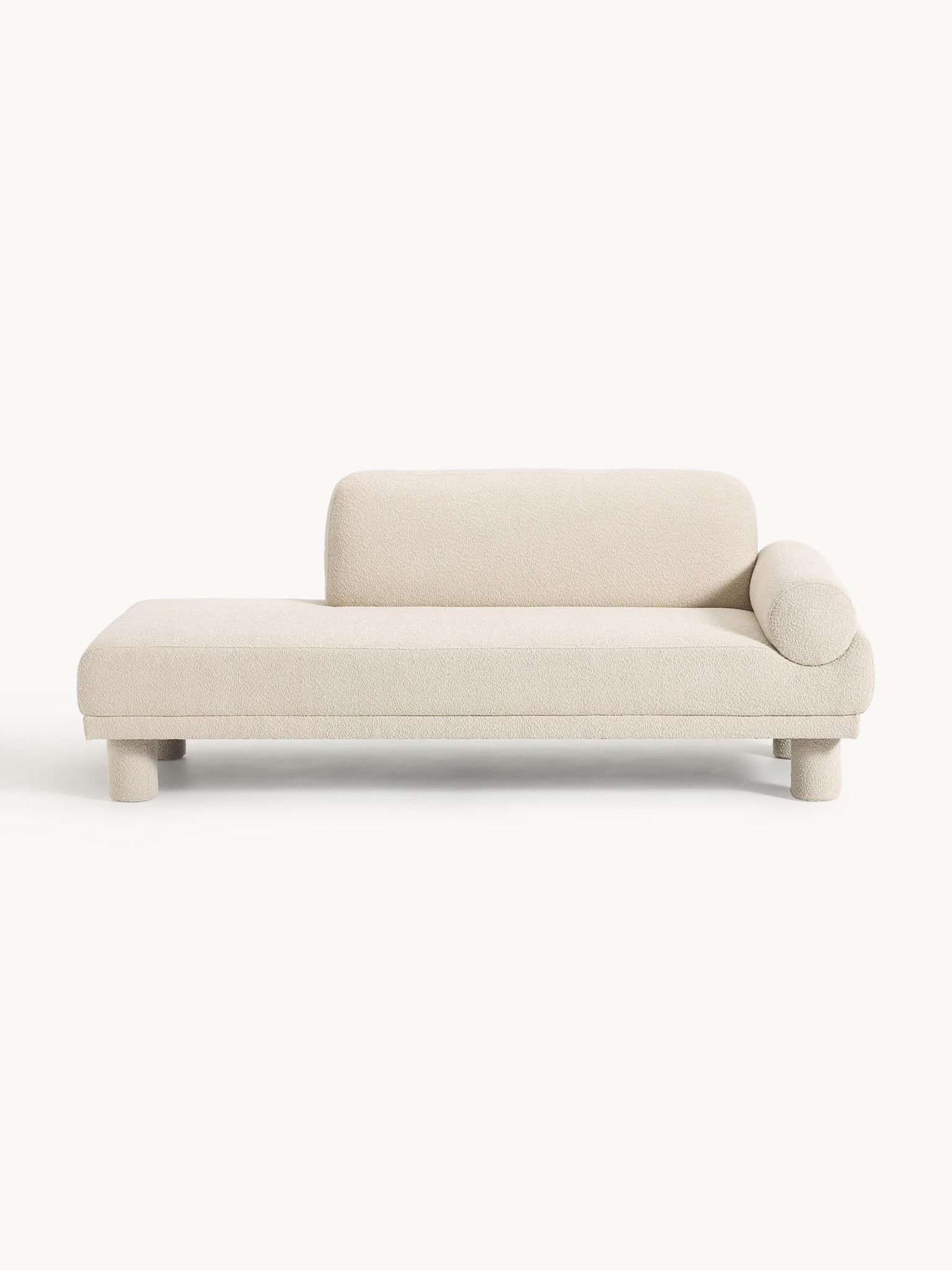 Lilo Modern Bouclé Şezlong, 205 Cm, Lüks Oturma Grubu, Bej