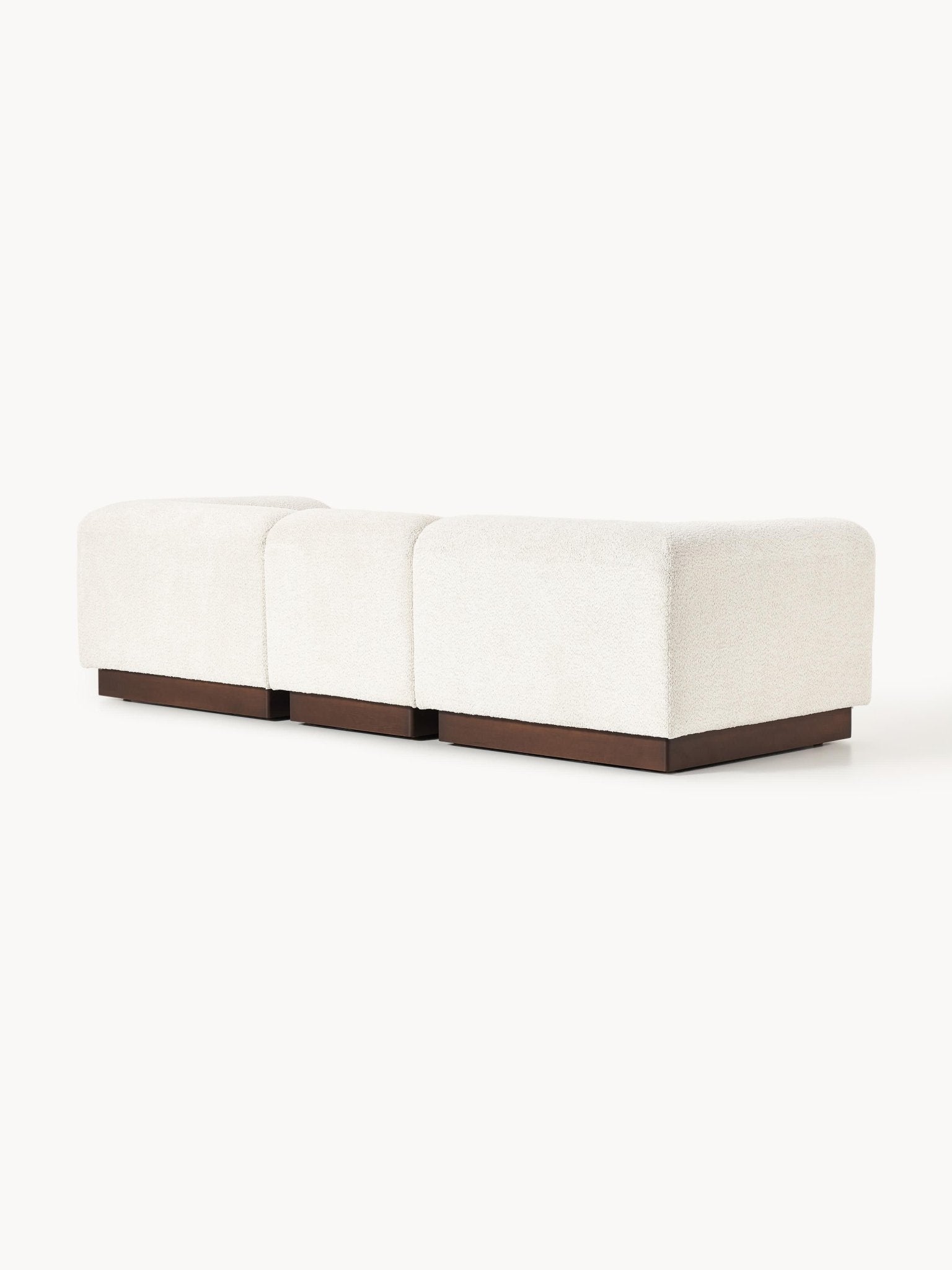 Natalie 3-Kişilik Modüler Teddy Buklet Kanepe Kırık Beyaz Masif Ahşap