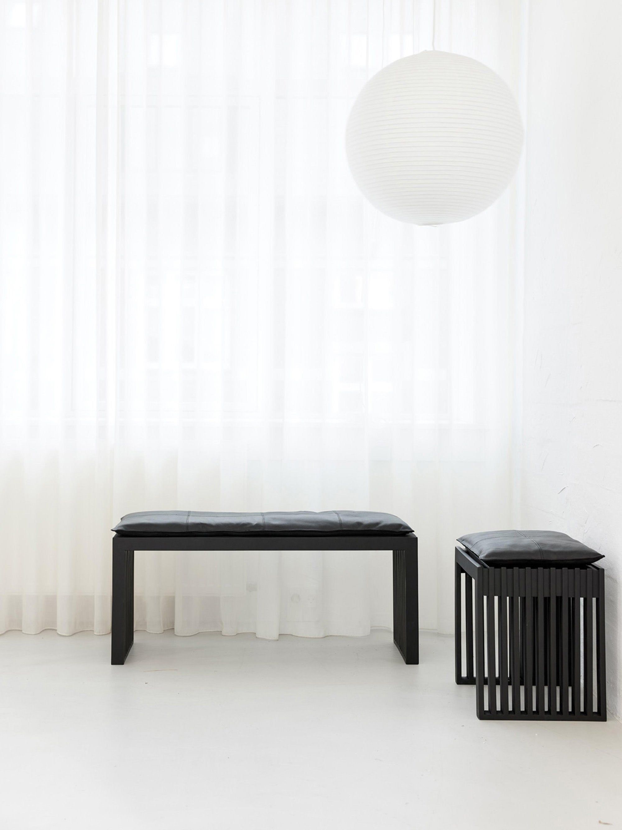 Rib Minimalist Tasarım Siyah Lake Maun Ağacı Bank 104 Cm