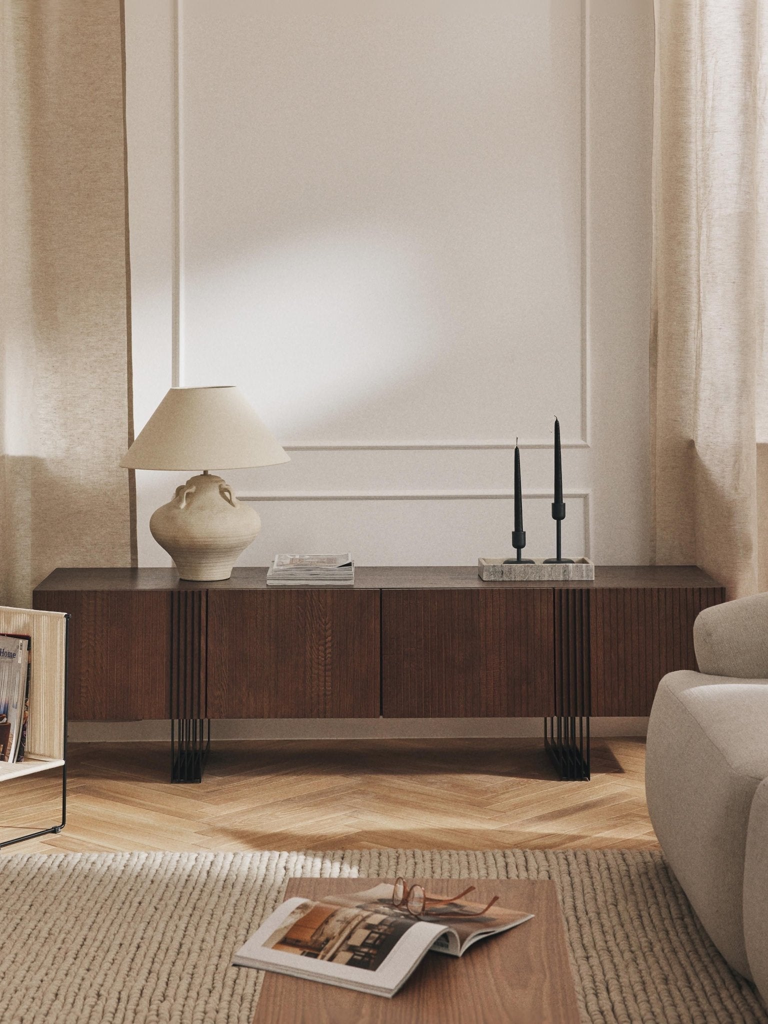 Ross Ahşap Tv Ünitesi - Modern Ve Şık Tasarımlı 180 Cm Koyu Kahverengi