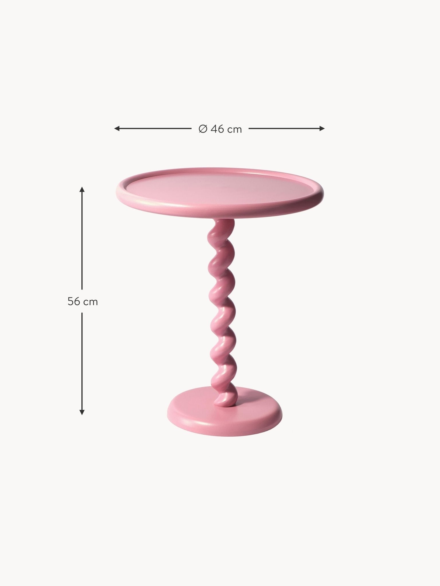 Twister Yuvarlak Yan Sehpa Toz Boyalı Alüminyum Pudra Pembe