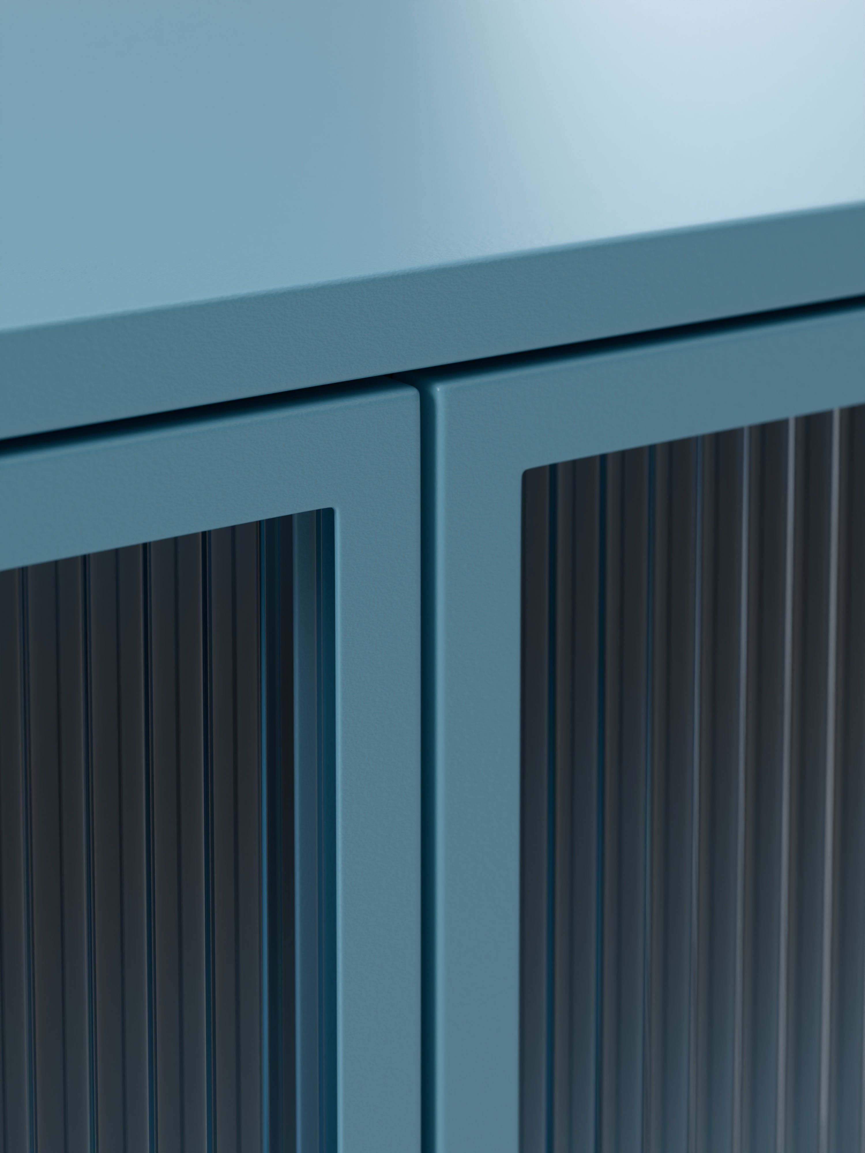 Velotti Metal Camlı Şifonyer Mavi