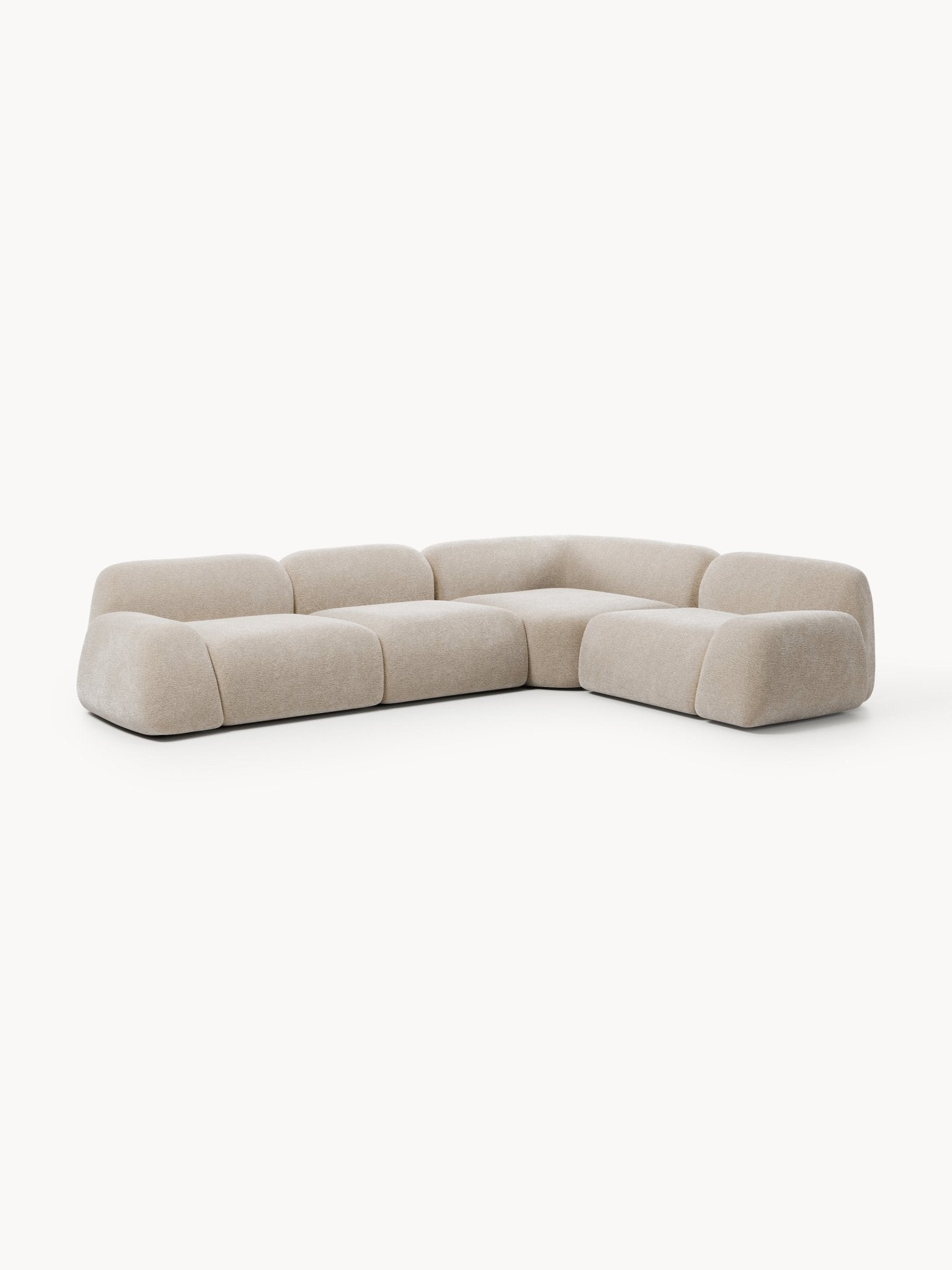 Wolke 4-Kişilik Modüler Köşe Koltuk Teddy Bouclé Bej