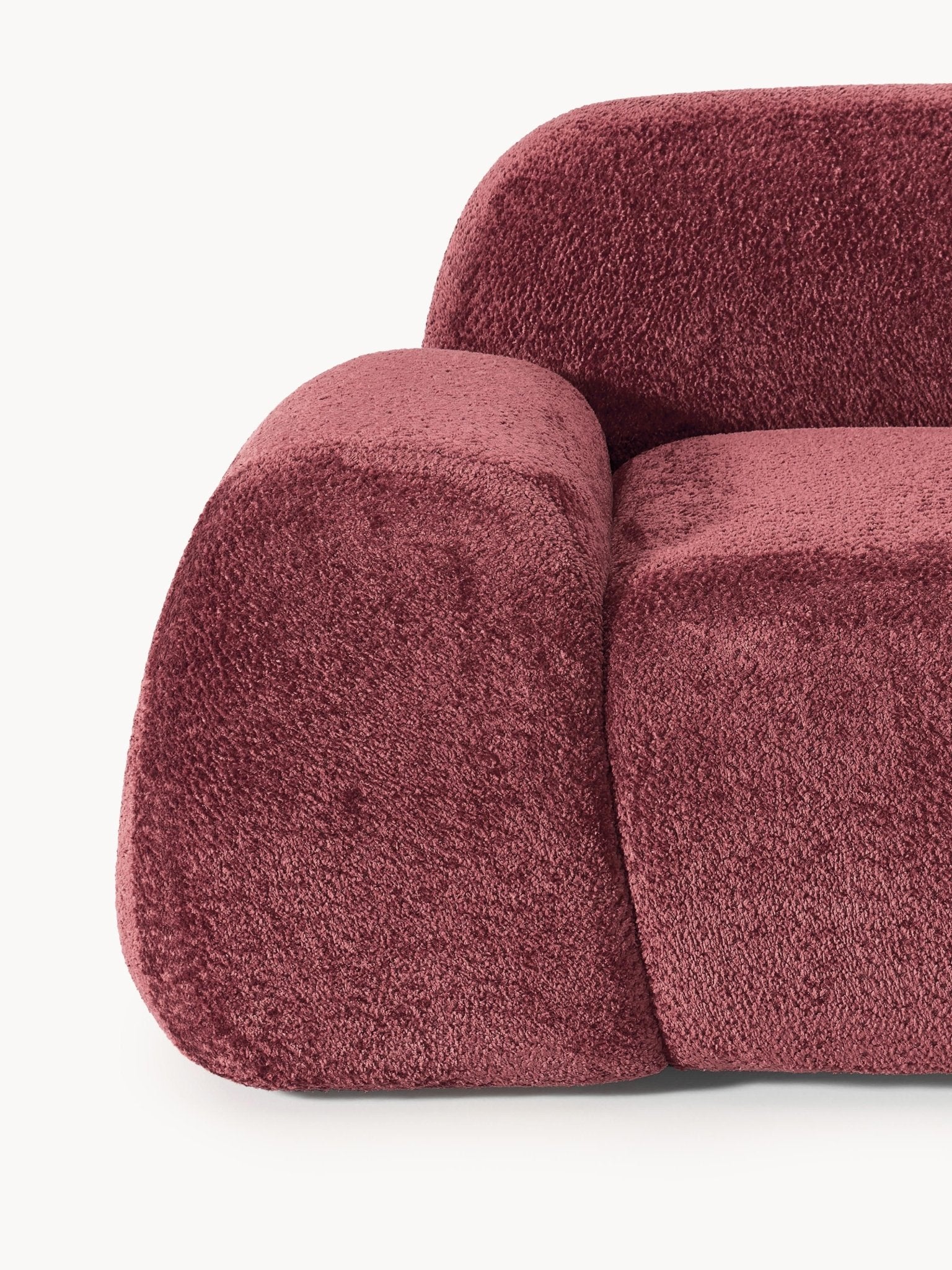 Wolke Teddy Bouclé Lounge Koltuğu Bordeaux Lüks Modern Tasarım