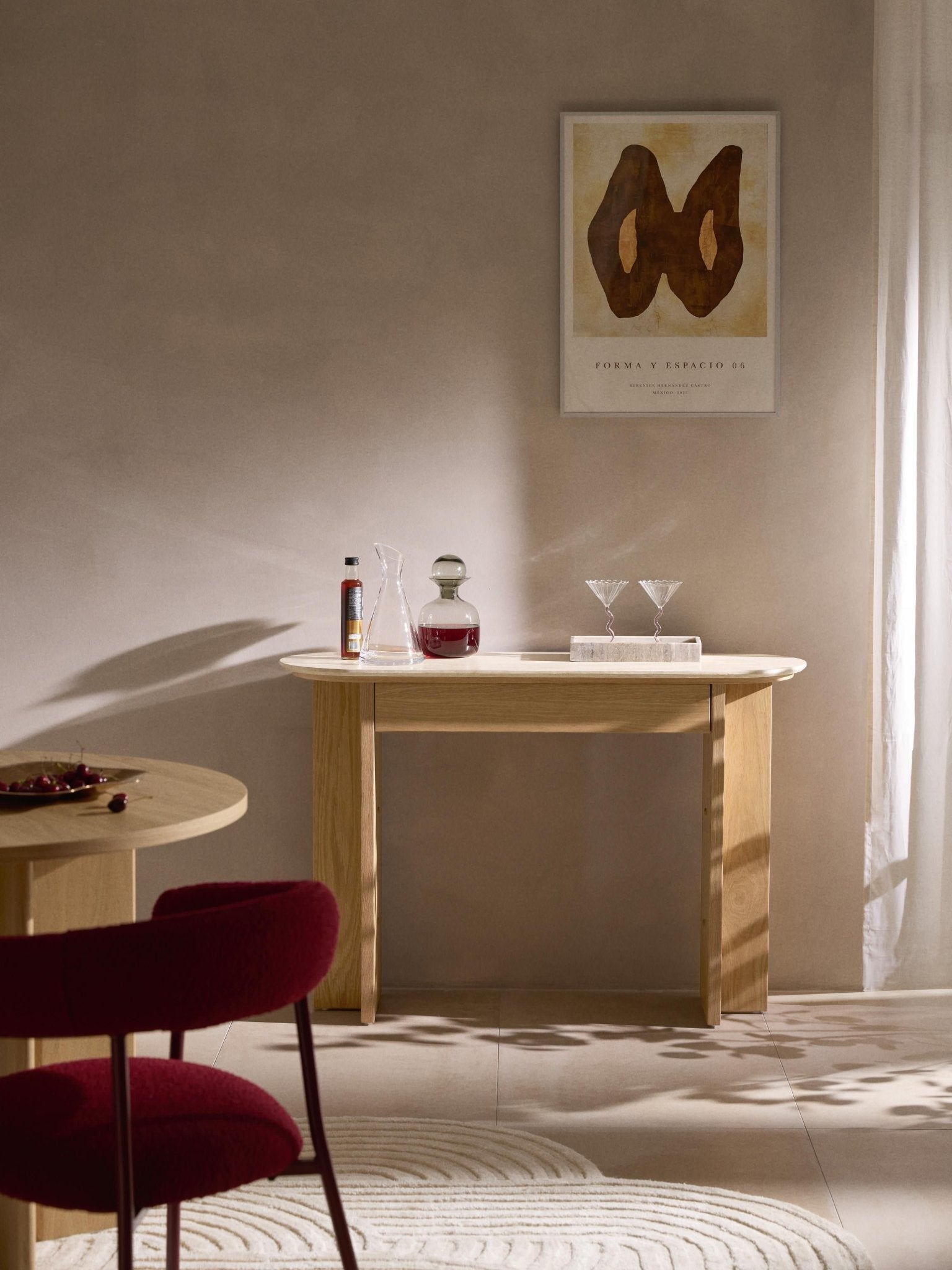 Zumi Konsol Masası Traverten Tablalı Modern Retro Ahşap 120 Cm