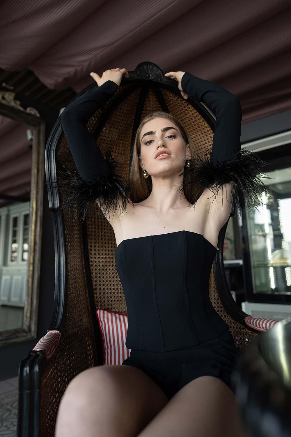 Veryself-Perception Feathered Corset-Top-1-Milagron.com