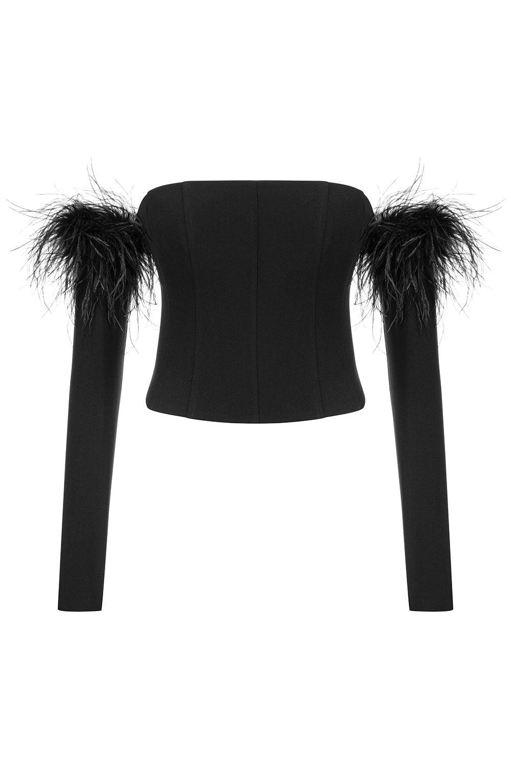 Veryself-Perception Feathered Corset-Top-2-Milagron.com