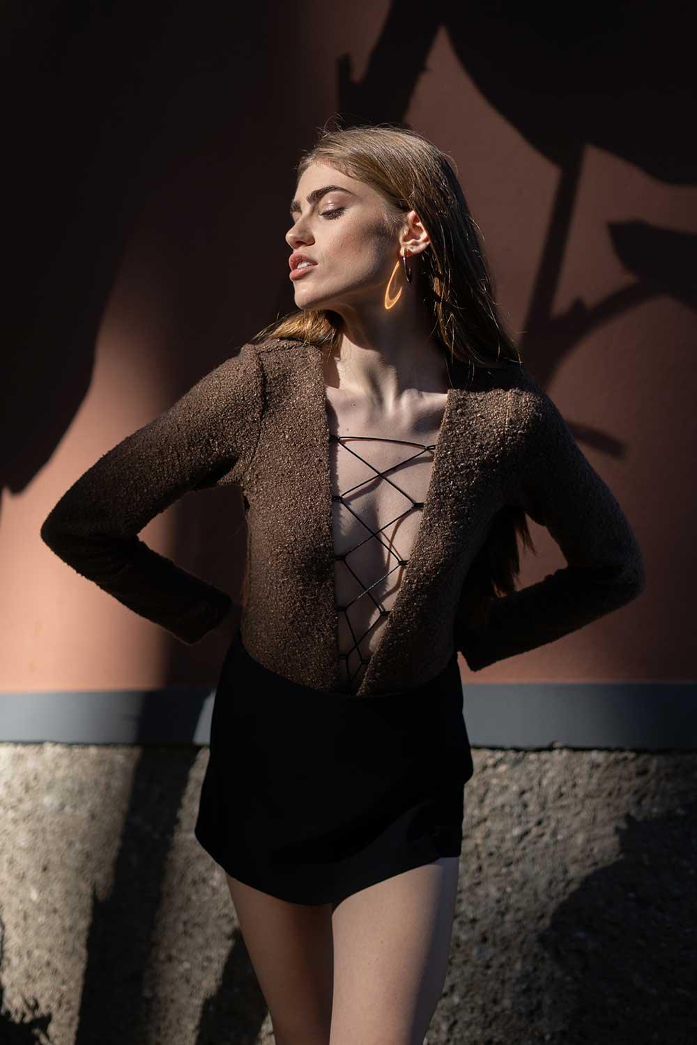 Veryself-Tuscan Bodysuit - Kahverengi-Top-2-Milagron.com