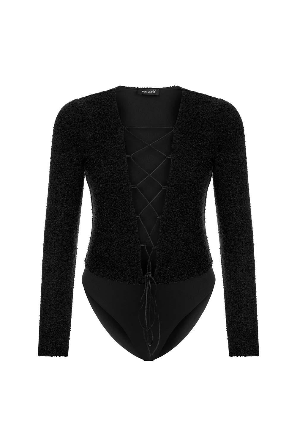 Veryself-Tuscan Bodysuit - Siyah-Top-1-Milagron.com