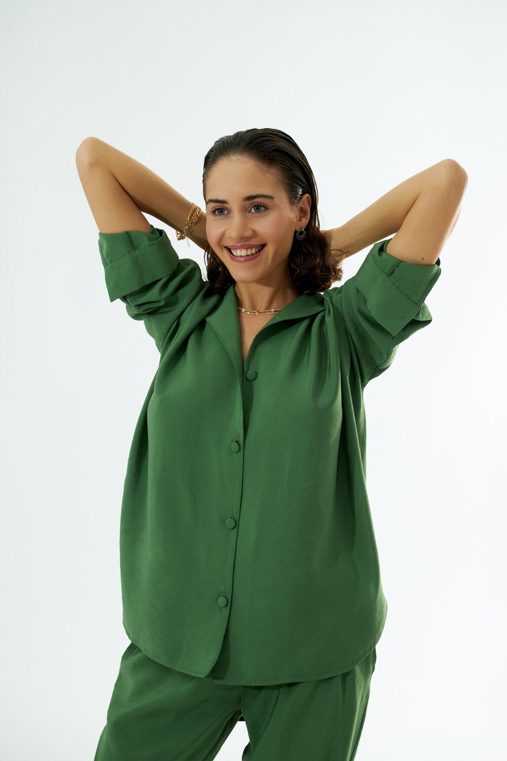 Vifafi-Flora Yeşil Gömlek-Gömlek-1-Milagron.com