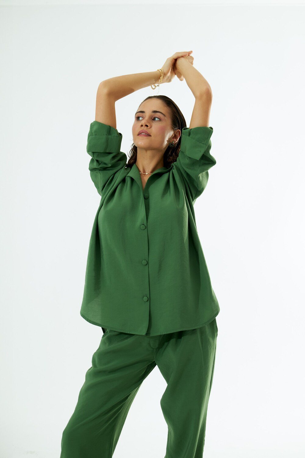 Vifafi-Flora Yeşil Gömlek-Gömlek-3-Milagron.com