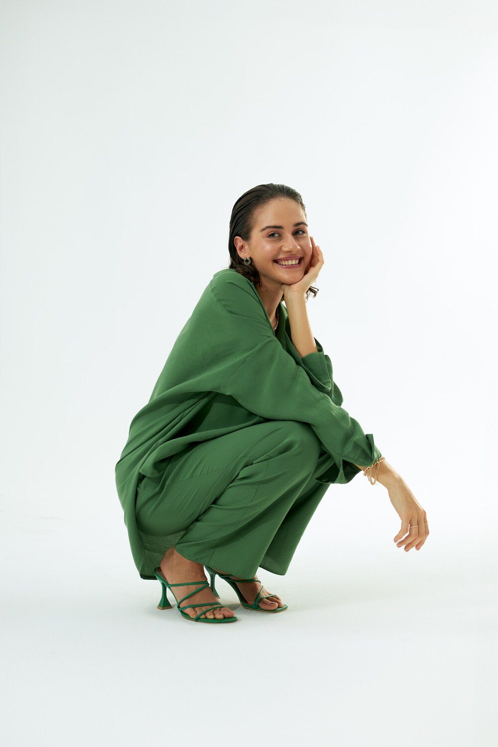 Vifafi-Flora Yeşil Palazzo Pantolon-Pantolon-3-Milagron.com