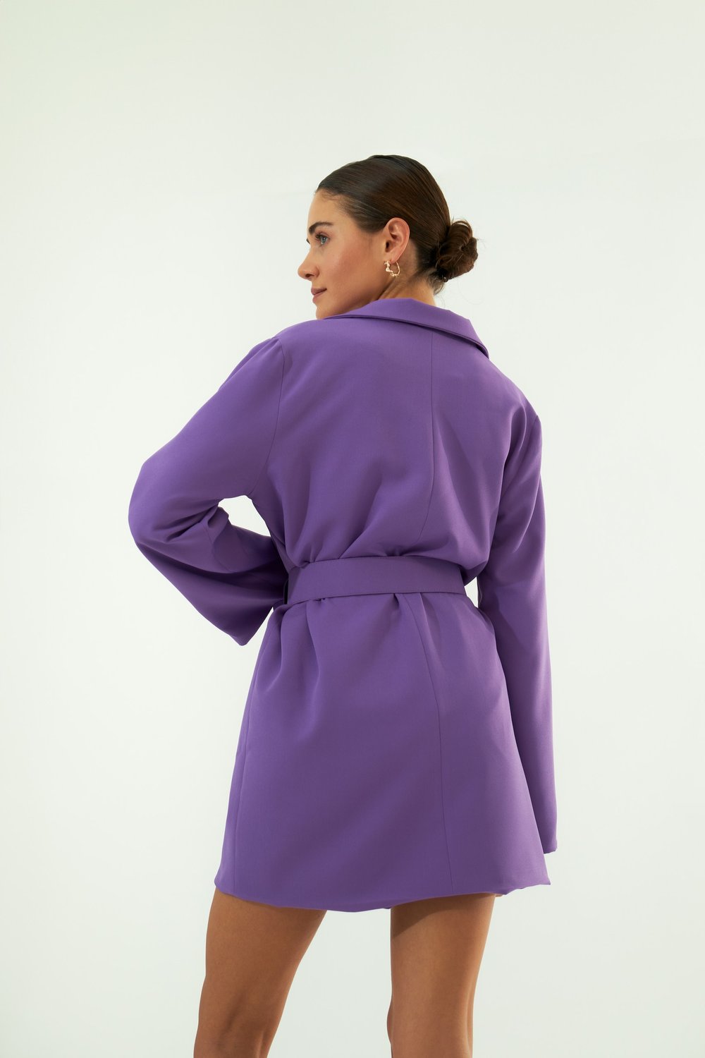 Vifafi-Purple Royal Mor Oversize Ceket Elbise-Ceket-6-Milagron.com