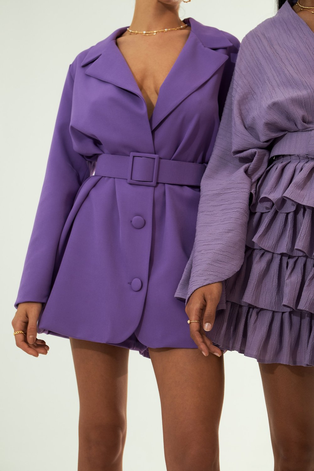 Vifafi-Purple Royal Mor Oversize Ceket Elbise-Ceket-7-Milagron.com