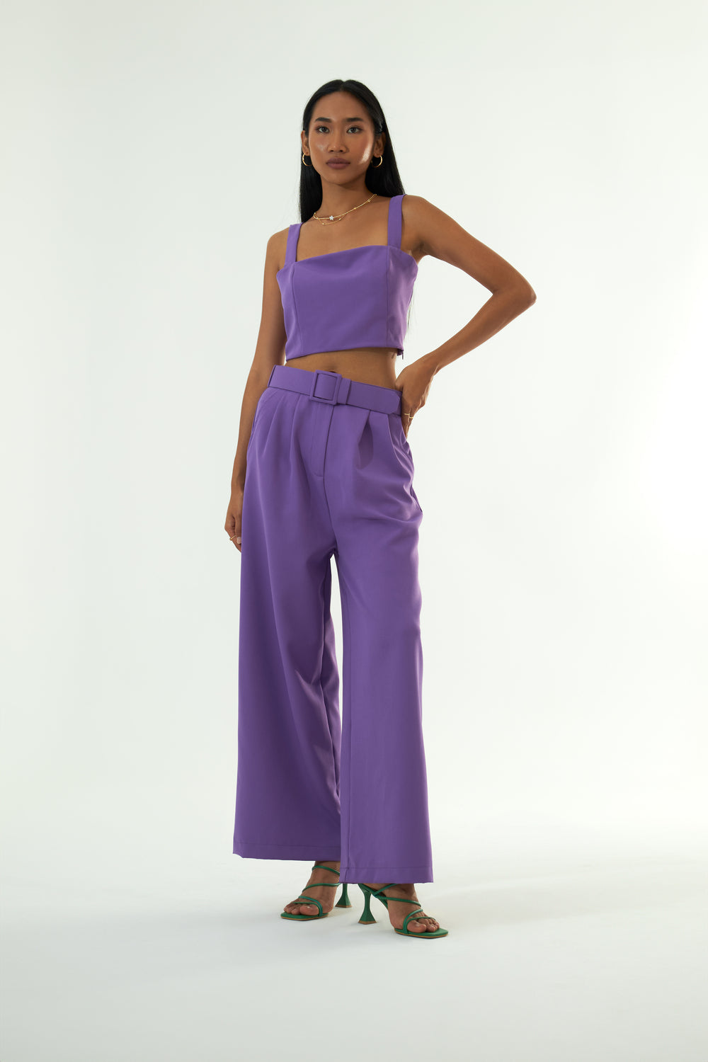 Vifafi-Purple Royal Mor Palazzo Pantolon-Pantolon-1-Milagron.com