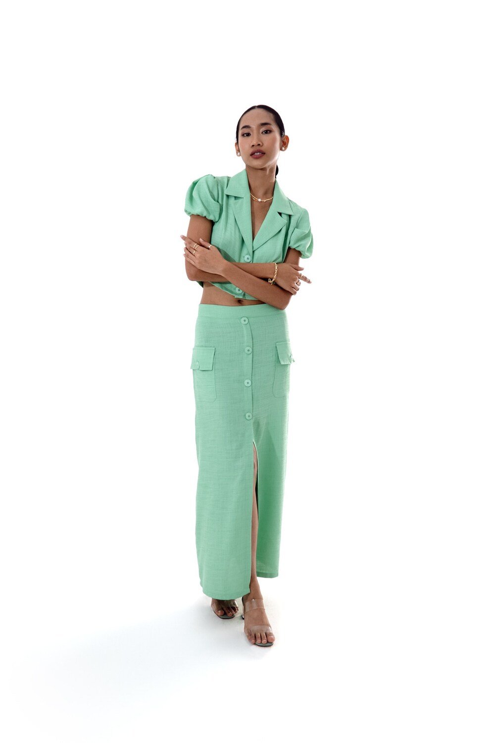 Vifafi-Vera Keten Crop Ceket-Ceket-1-Milagron.com