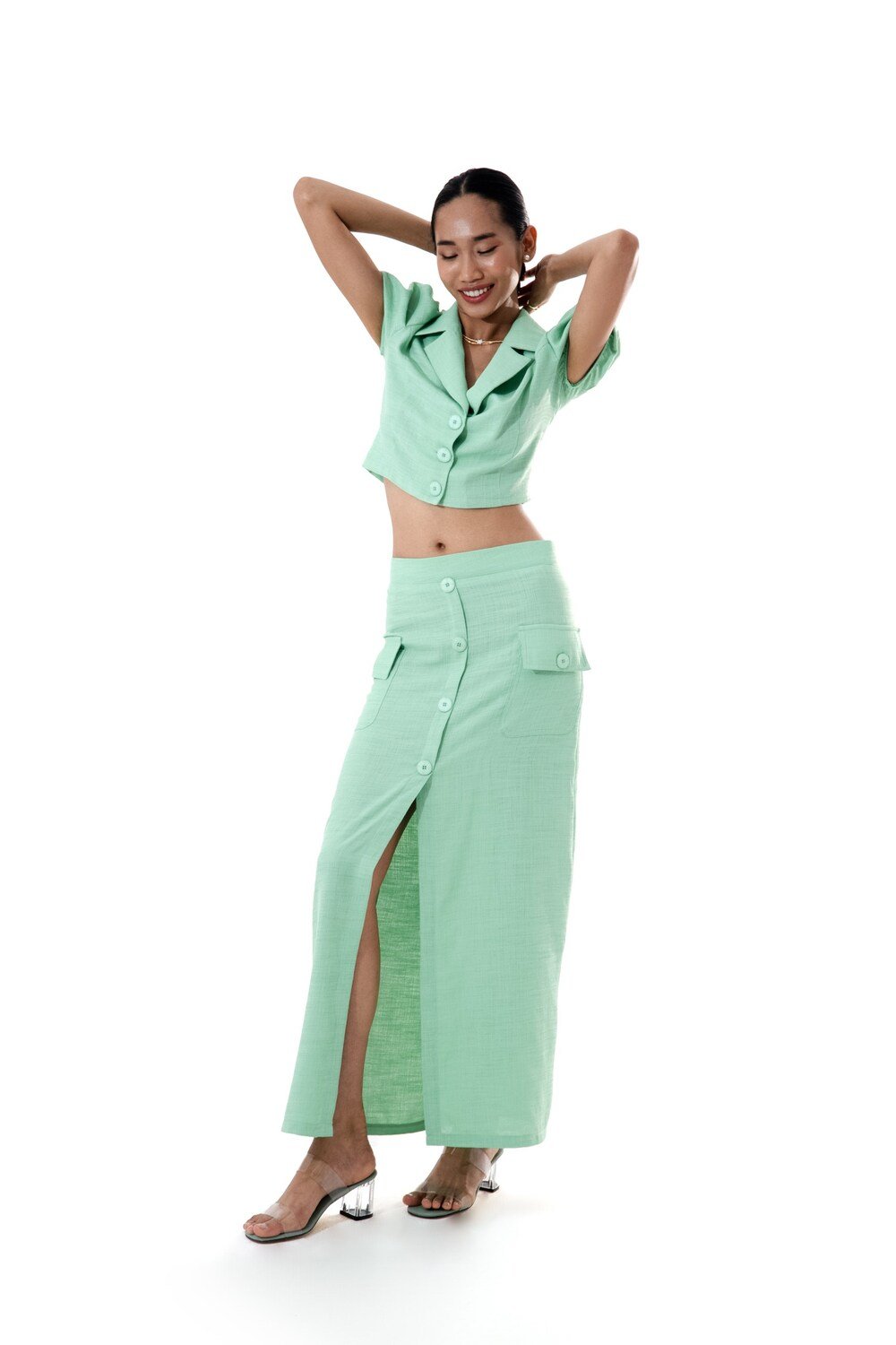 Vifafi-Vera Keten Crop Ceket-Ceket-3-Milagron.com