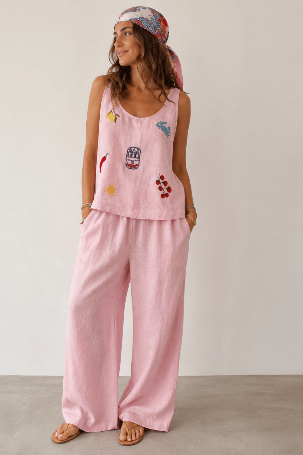 Sardine Pembe Keten Bluz - 2