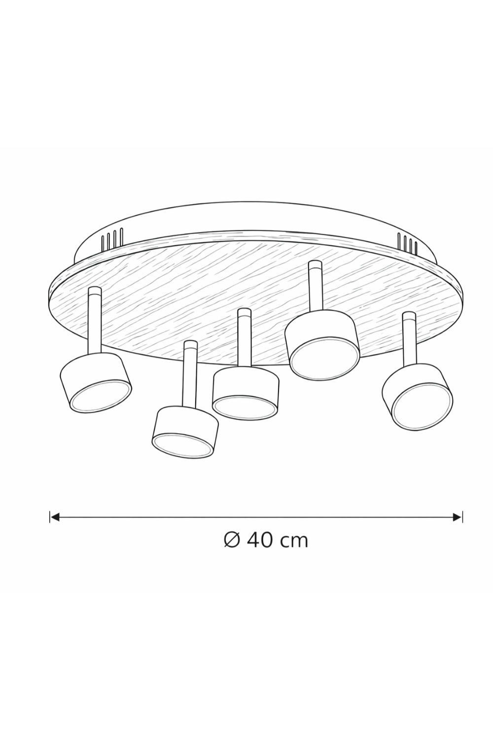 Plafonyer Spotlu Yuvarlak Ahşap Led Avize 40 Cm - 4