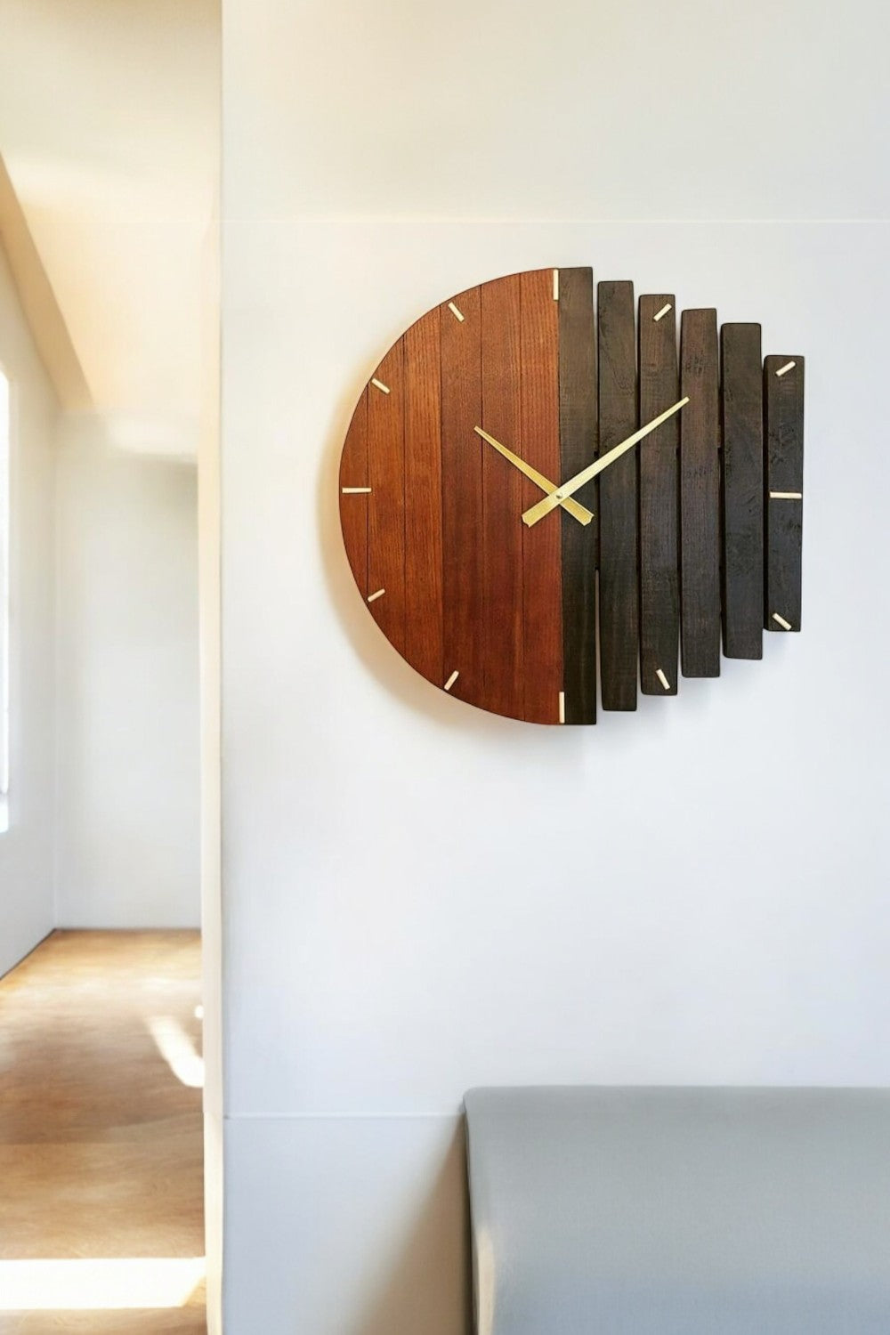 Vune Concept-Aida Endüstriyel Tasarım Ahşap Duvar Saati-Duvar Saati-2-Milagron.com