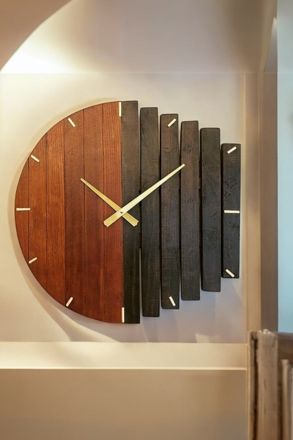 Vune Concept-Aida Endüstriyel Tasarım Ahşap Duvar Saati-Duvar Saati-3-Milagron.com