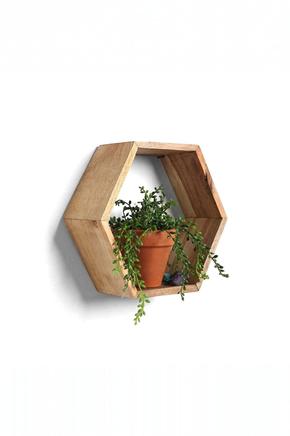 Vune Concept-El Yapımı Ahşap Altıgen Raf-Duvar Rafı-1-Milagron.com