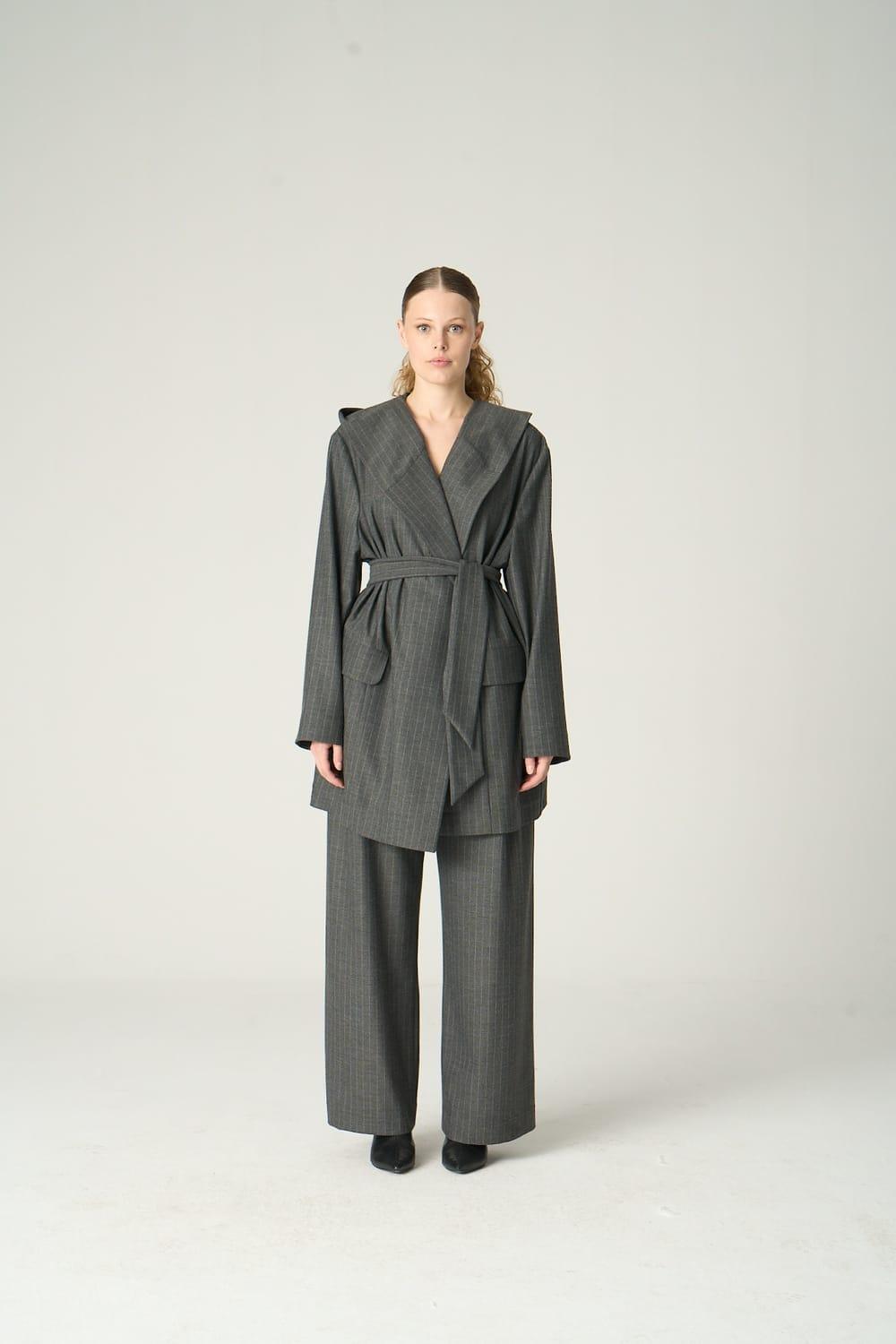 Vuu-Çizgili Kapüşonlu Ceket-Ceket-1-Milagron.com