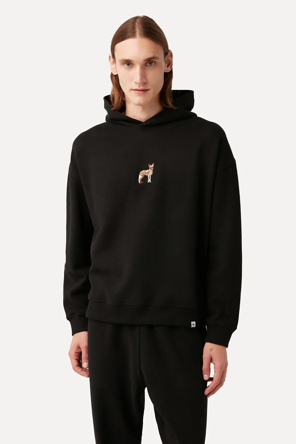 WWF Market-Afrika Yaban Köpeği Hoodie - Siyah-Sweatshirts & Hoodies-3-Milagron.com