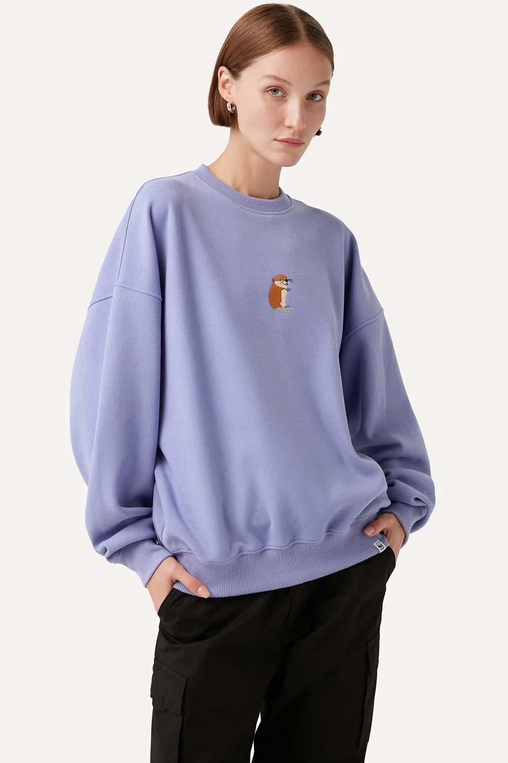 WWF Market-Beaver Kit Sweatshirt - Lilac-Sweatshirts & Hoodies-4-Milagron.com