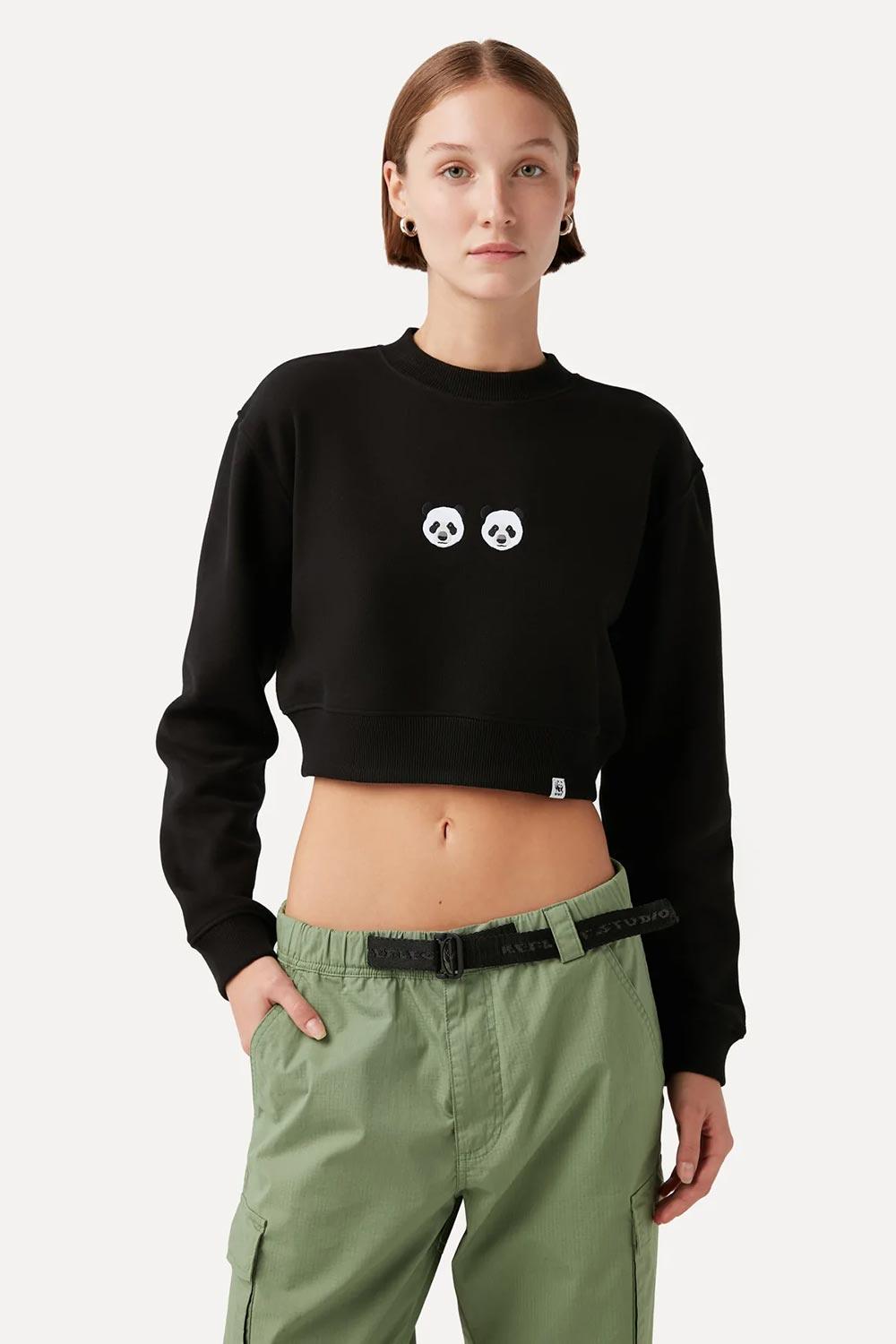 WWF Market-Chi & Chi Crop Sweatshirt - Siyah-Sweatshirts & Hoodies-2-Milagron.com