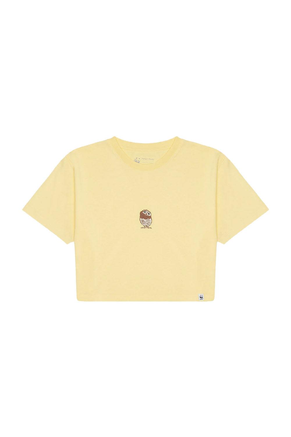 WWF Market-Cin Baykuşu Crop T-shirt - Açık Sarı-T-Shirts-1-Milagron.com