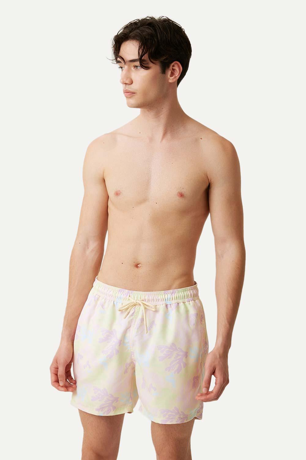 WWF Market-Coral All Over Print Deniz Şortu - Sarı-Mayo-1-Milagron.com