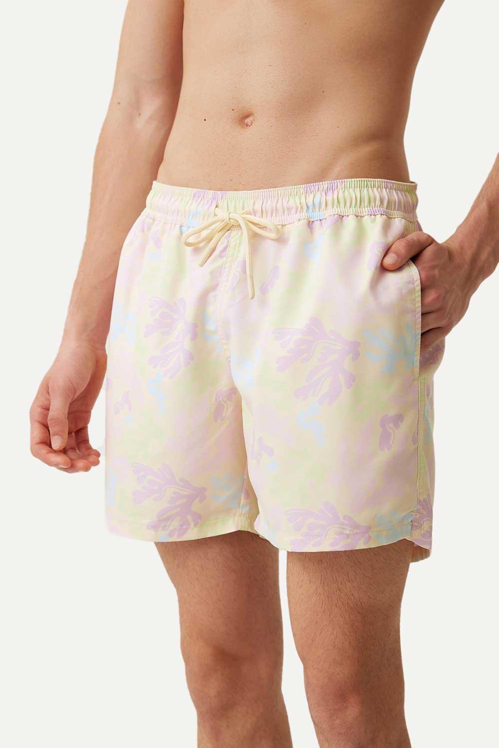 WWF Market-Coral All Over Print Deniz Şortu - Sarı-Mayo-5-Milagron.com