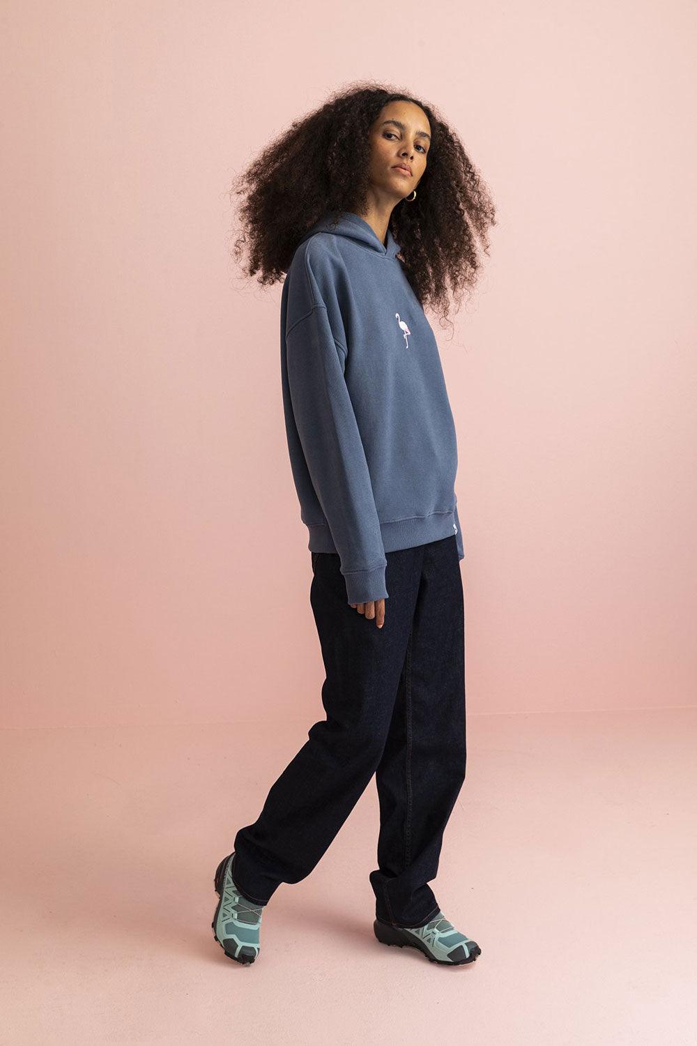 WWF Market-Flamingo Hoodie - Flint Mavi-Sweatshirts & Hoodies-5-Milagron.com