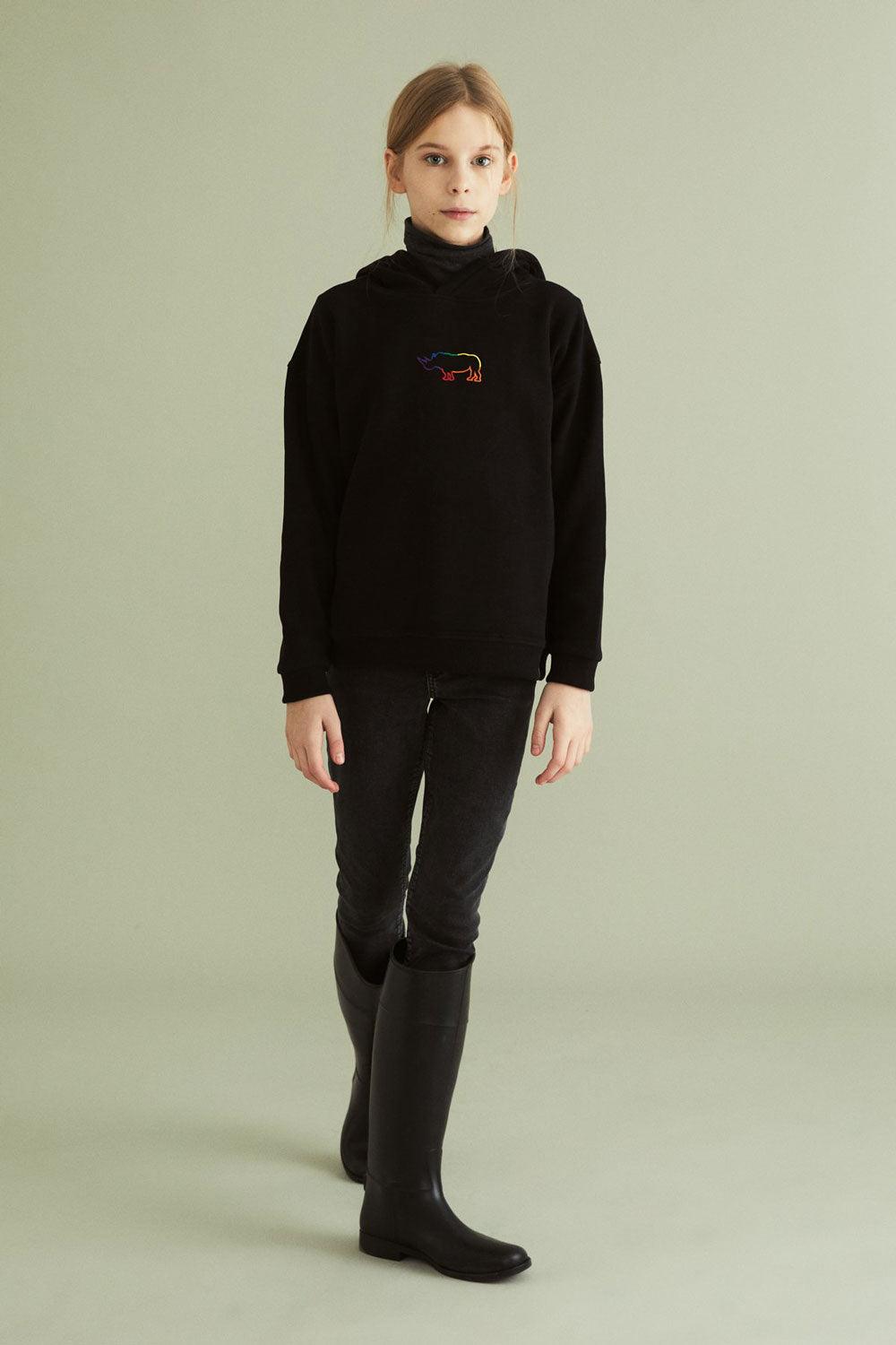 WWF Market-Gergedan Çocuk Hoodie - Siyah-Sweatshirts & Hoodies-3-Milagron.com