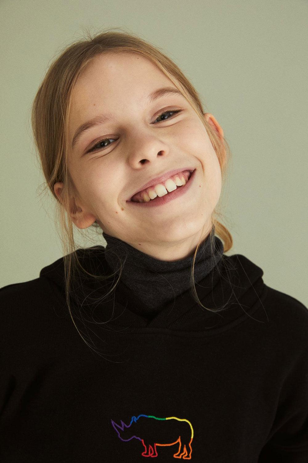 WWF Market-Gergedan Çocuk Hoodie - Siyah-Sweatshirts & Hoodies-6-Milagron.com