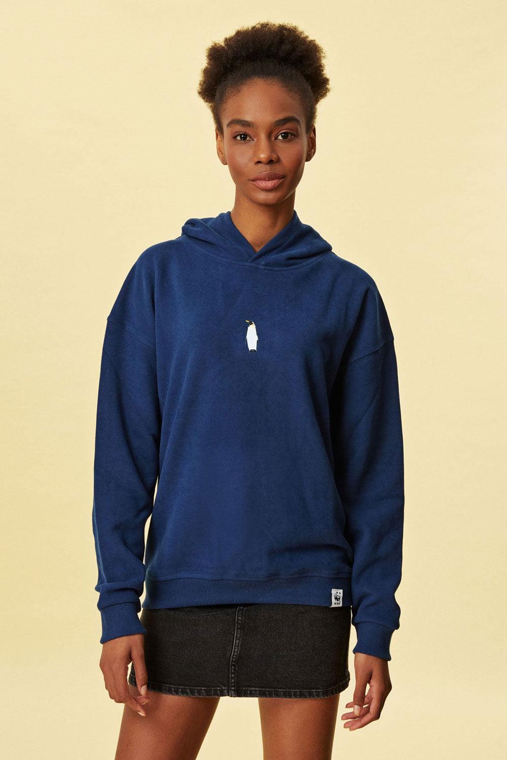 WWF Market-İmparator Penguen Hoodie - İndigo Mavisi-Sweatshirts & Hoodies-3-Milagron.com