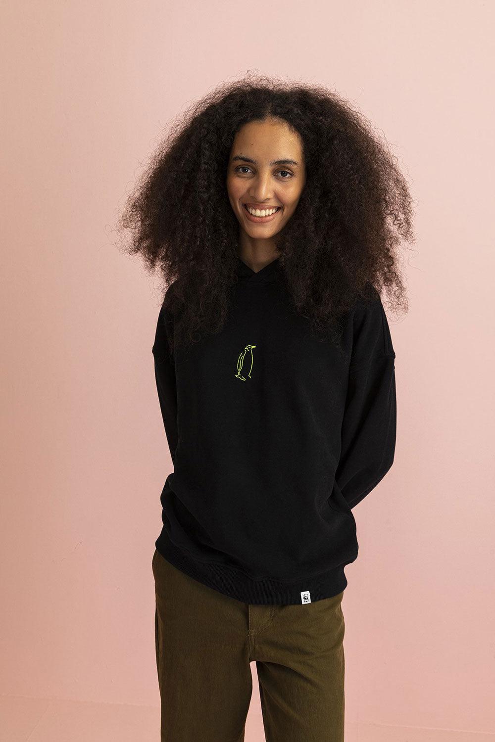 WWF Market-İmparator Penguen Hoodie - Siyah-Sweatshirts & Hoodies-5-Milagron.com