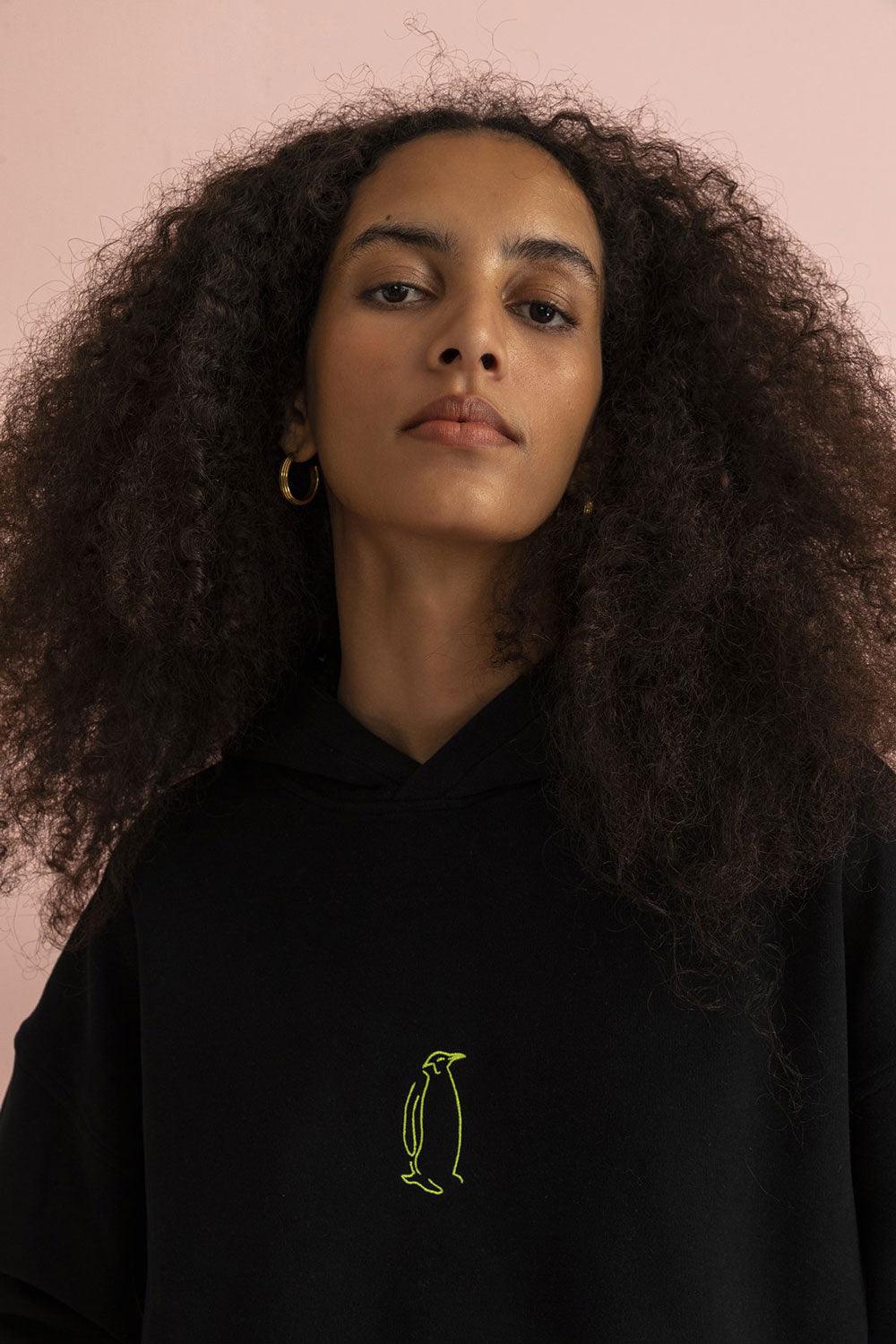 WWF Market-İmparator Penguen Hoodie - Siyah-Sweatshirts & Hoodies-6-Milagron.com