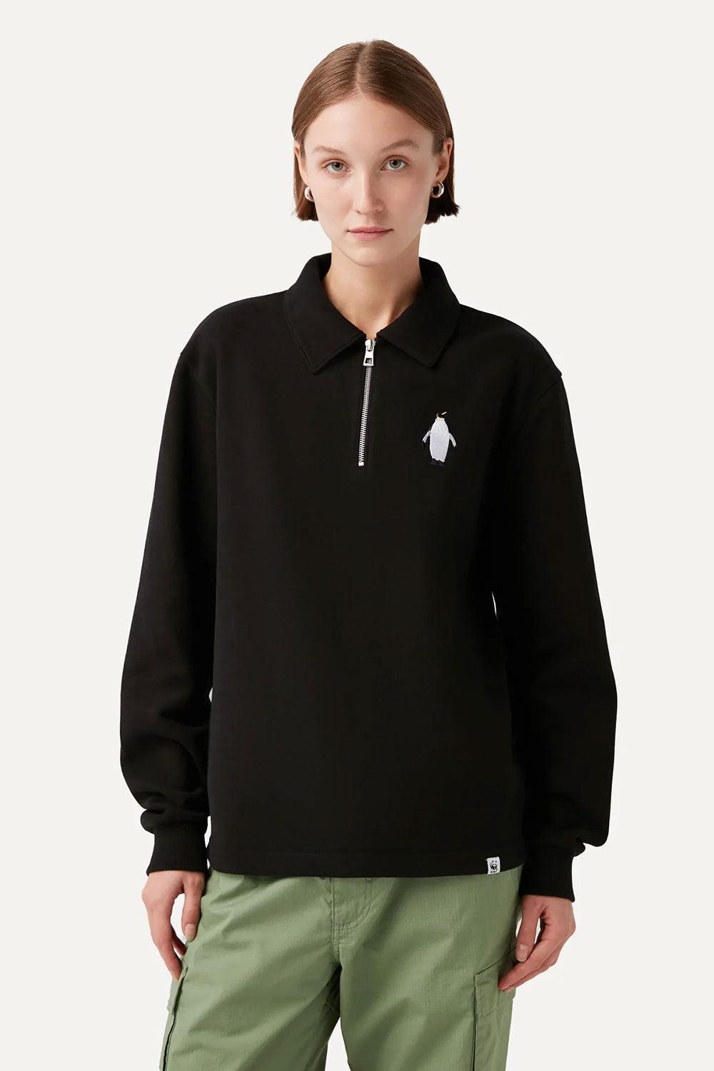 WWF Market-İmparator Penguen Polo Yaka Sweatshirt - Siyah-Sweatshirts & Hoodies-4-Milagron.com