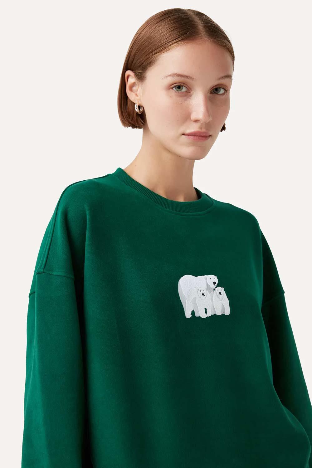 WWF Market-Kutup Ayıları Sweatshirt - Koyu Yeşil-Sweatshirts & Hoodies-5-Milagron.com